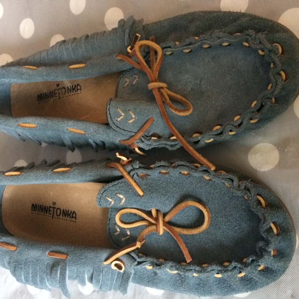 Minnetonka Light Blue Moccasins